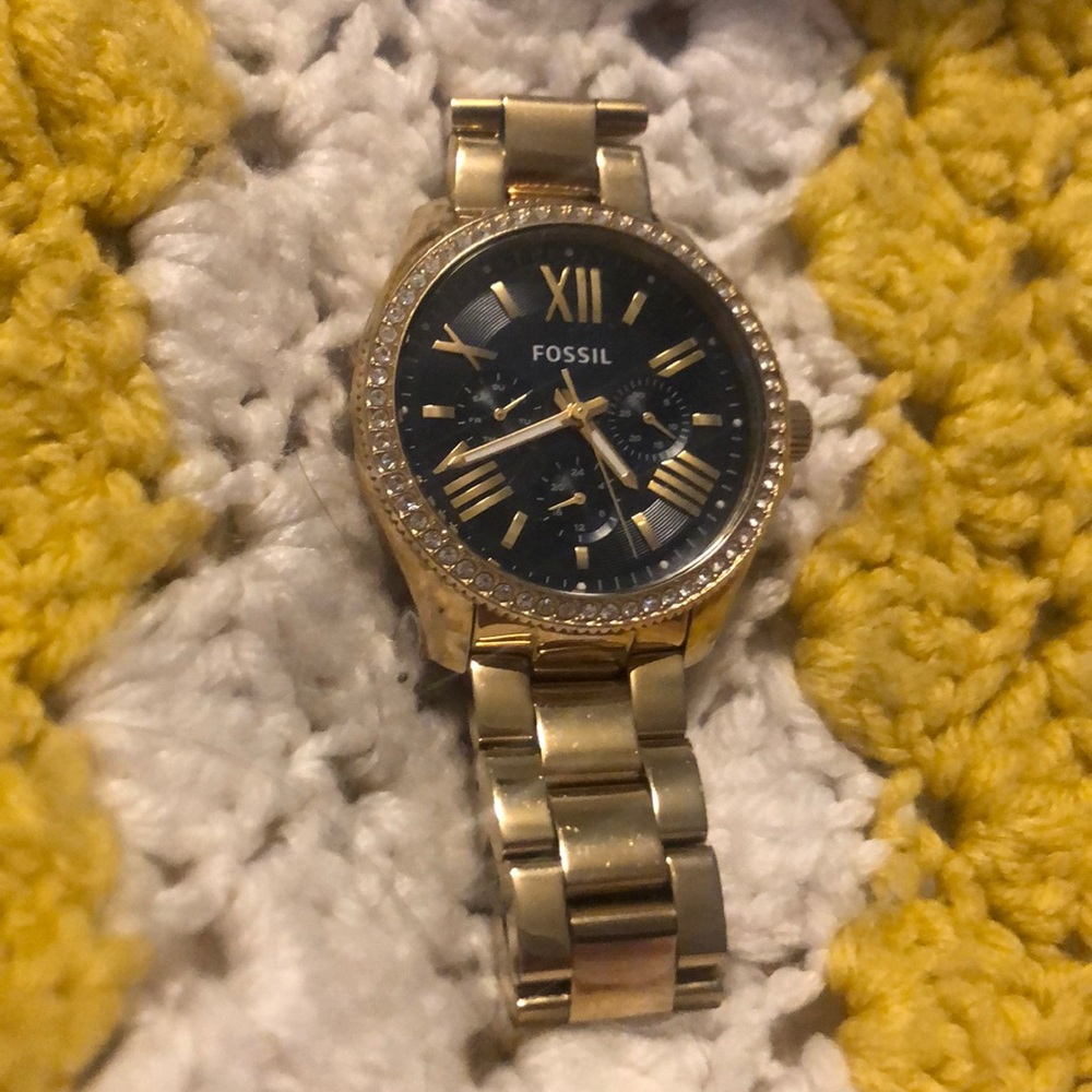 Gold Fossil watch